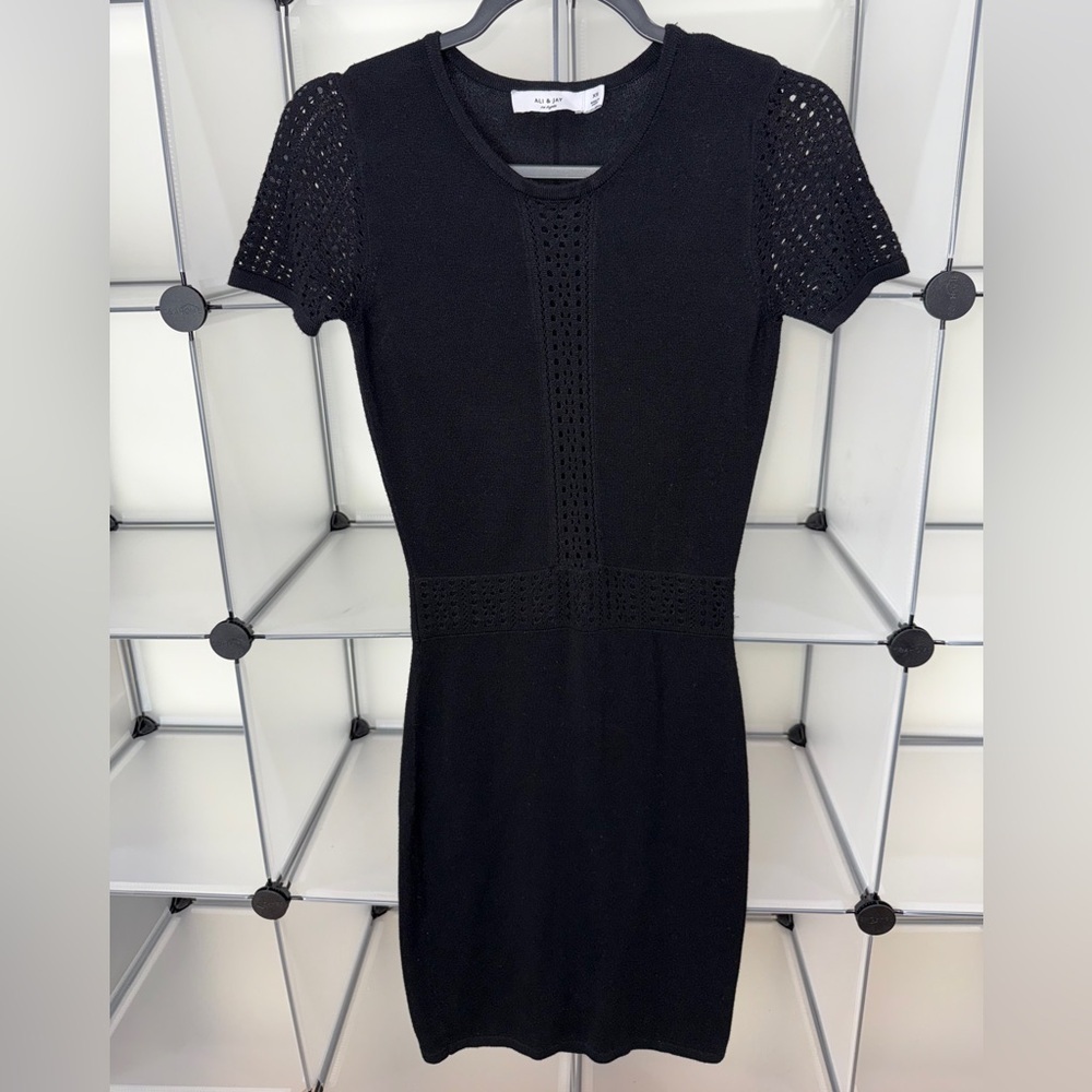 Ali & Jay Womens Open Knit Midi Dress Black Size XS